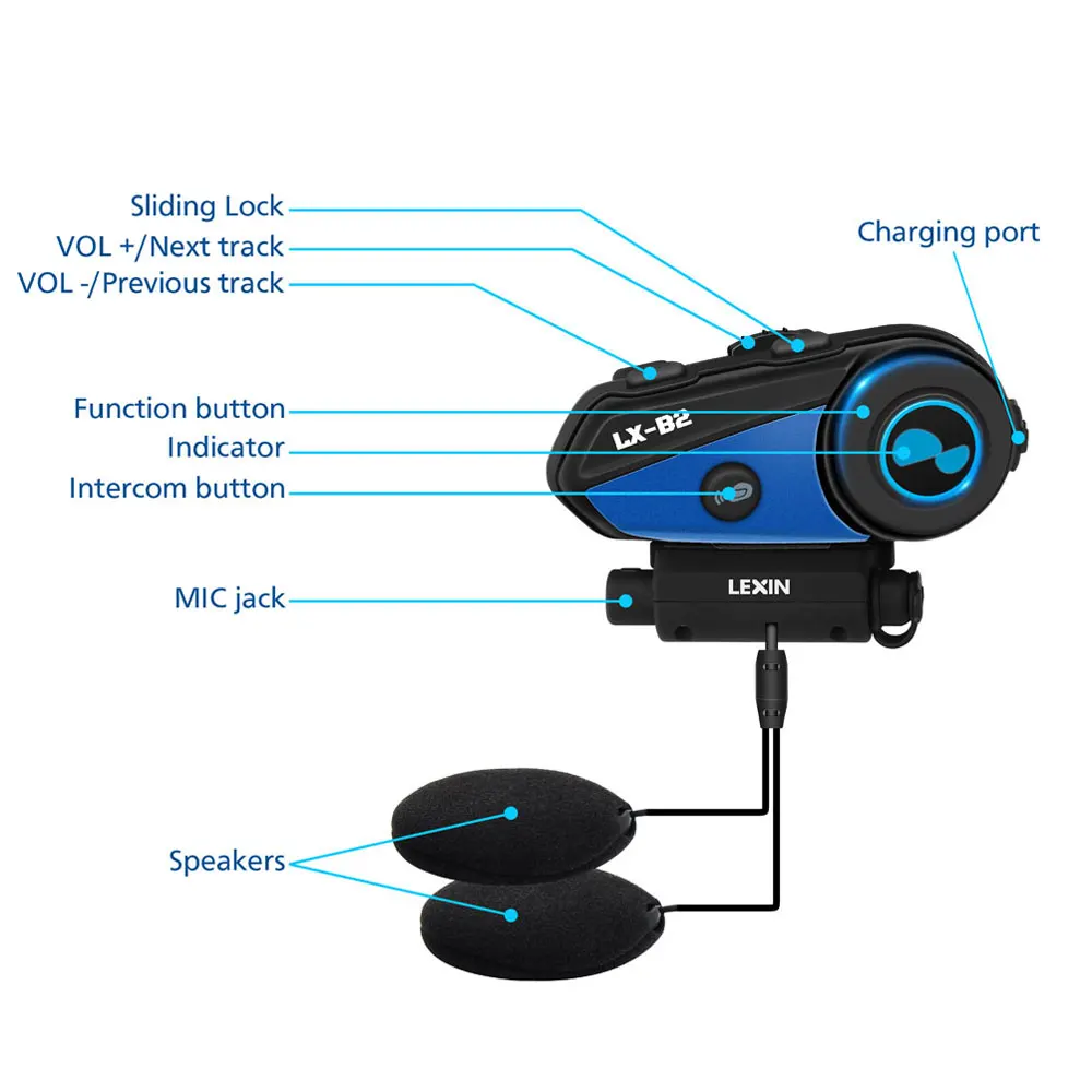 Новейший Lexin-B2 мотоциклетный Bluetooth шлем гарнитура Интерком BT беспроводной домофон intercomunicador bluetooth para motocicleta