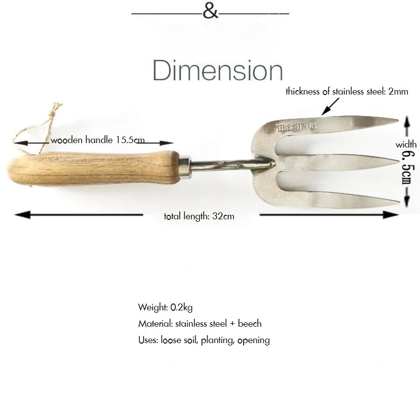 Садовые инструменты, ручная вилка из нержавеющей стали с деревянной ручкой, традиционная ручная вилка для выкапывания цветов и овощей