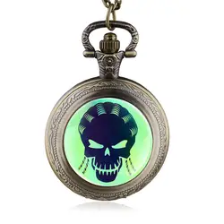 Винтажный Шарм череп Кварцевые женские карманные часы мужское ожерелье с подвеской с цепочкой подарки reloj de bolsillo HB882