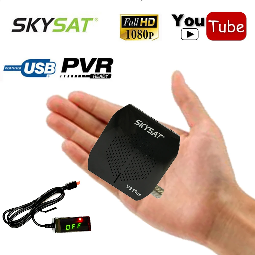 

SKYSAT 1080P HD AC-3 DVB-S2 Digital Satellite Receiver TV Tuner Support WiFi IKS CS Youtube Cline Newcamd Power Vu Biss Key