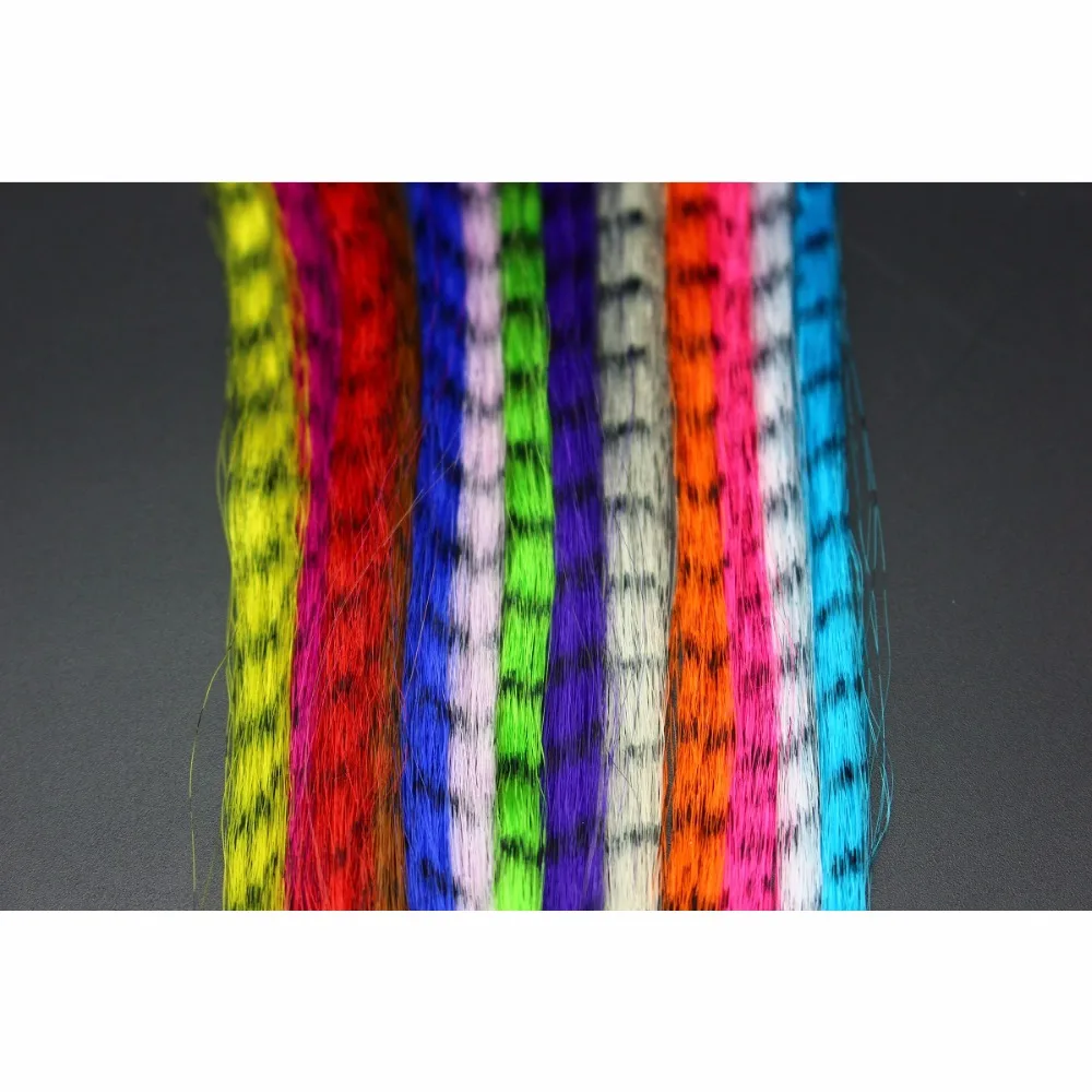 Tigofly 12 упаковок 12 цветов синтетические волокна Зебра полоски вены псевдо волокон для волос черные Зазубренные материалы для завязывания