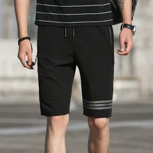 Vogue Шорты Для мужчин хорошее по колено пляж Половина ткань с карманами на молнии Повседневное свободные Для мужчин s брюки плюс Размеры черный короткие