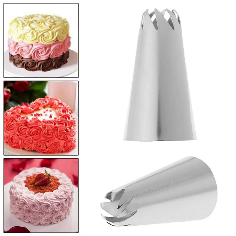 3PCS Bakery Cupcake Stainless Steel Cake Decoration Kitchen Accessories Cream Tool Rose Petal Nozzle Baking Mold Icing Piping Nozzles Pastry Crimpers