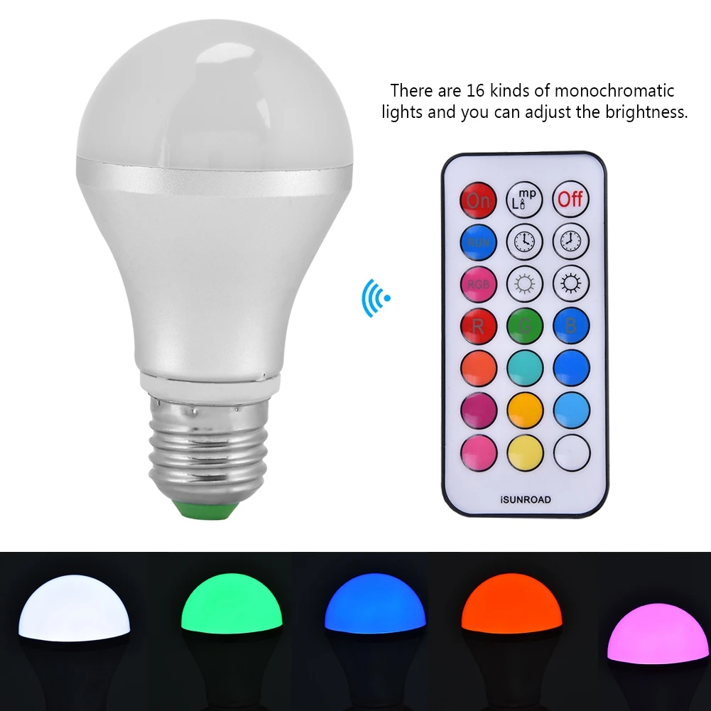 

10W E27 16LED RGBW Light Bulb Adjustable Color Smart Lamp Bulb With Remote Controller 16 Kinds Banquet Lighting Lamp