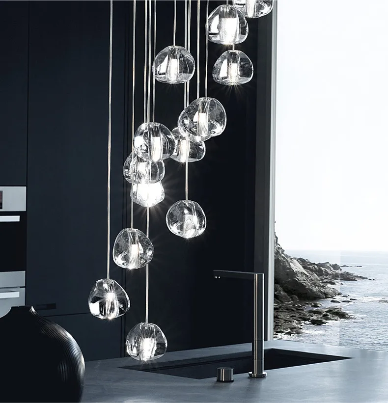 Chuva de Meteoros Lâmpada de Cristal de Luz Pendant Criativo Europeu-estilo Luxo Lâmpadas Led Moderm Vidro Indoor Iluminação Restaurante 9 Chuva de meteoros Lâmpada de Cristal de