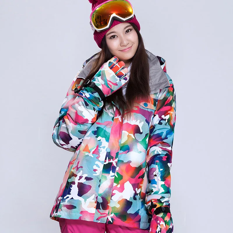 

Free shipping 16 new lady GSOU SNOW jacket, waterproof and windproof, ms ski jacket, super warm female outdoor veneer ski jacket