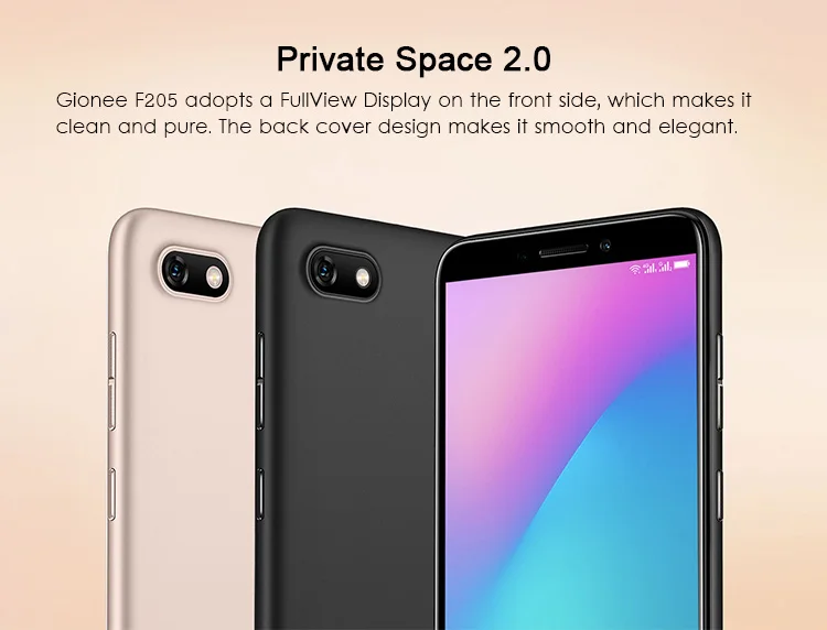 GIONEE F205 2GB RAM 16GB ROM MTK6739 1.3GHz Quad Core 5.45 Inch Full Screen Android 7.1 4G LTE Smartphone