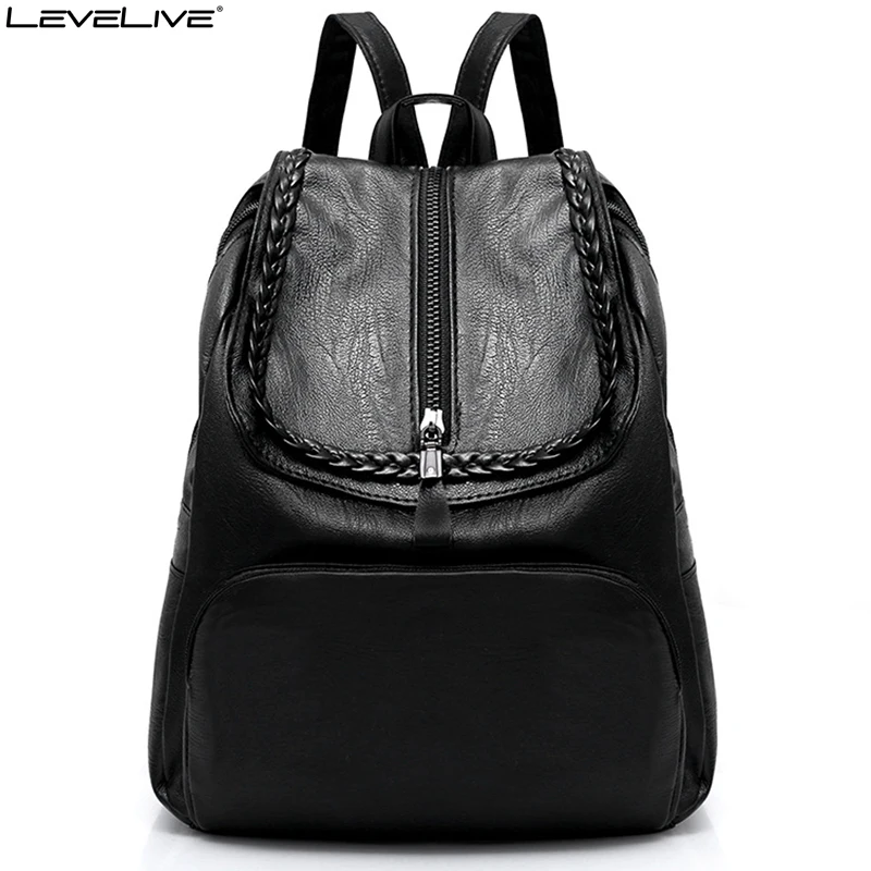 

LeveLive Elegant Ladies Mini Backpack Women PU Leather Small Backpacks School Bag for Teenage Girls Female Brand Bagpack mochila