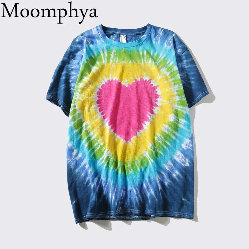 Moompahy Tie dye принтом пейсли Мужская футболка с в форме сердца мужская хип уличная