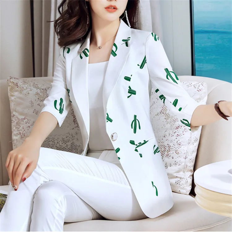 

Suit jacket Woman Cool Chiffon printed thin temperament, Baitao Chao Korean version retro spring and autumn small suit
