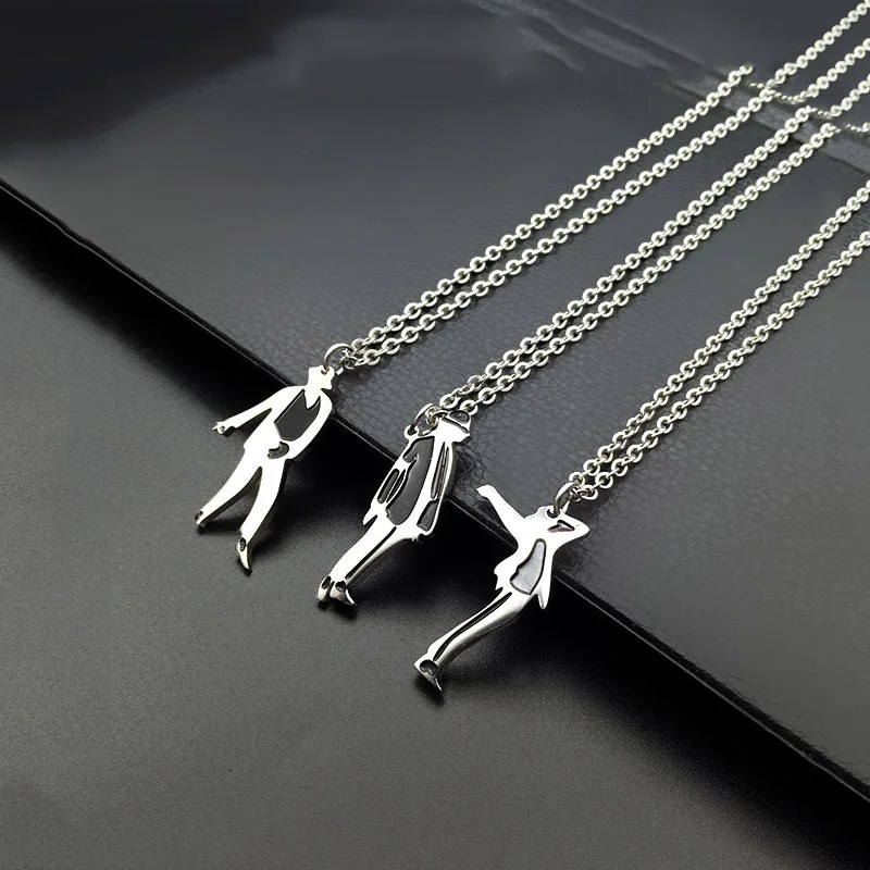 

Trendy Pop Star Singer Dancing Michael Jackson Necklace Women Choker Stainless Steel Necklace Dancer Man Jewelry Charm Gift