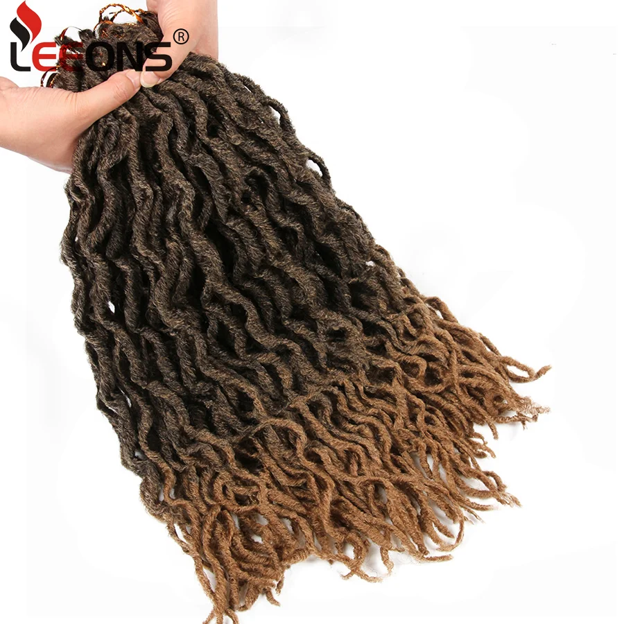 Leeons Faux Locs Curly плетение волос "канеколон" вязанные пряди Омбре Цвет богиня Locs волос синтетические волосы для оплетка 12/18 дюйма