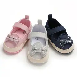 0-18 M для новорожденных для маленьких девочек малышей моккасины с бантиками на мягкой подошве для младенцев обувь против скольжения мягкая