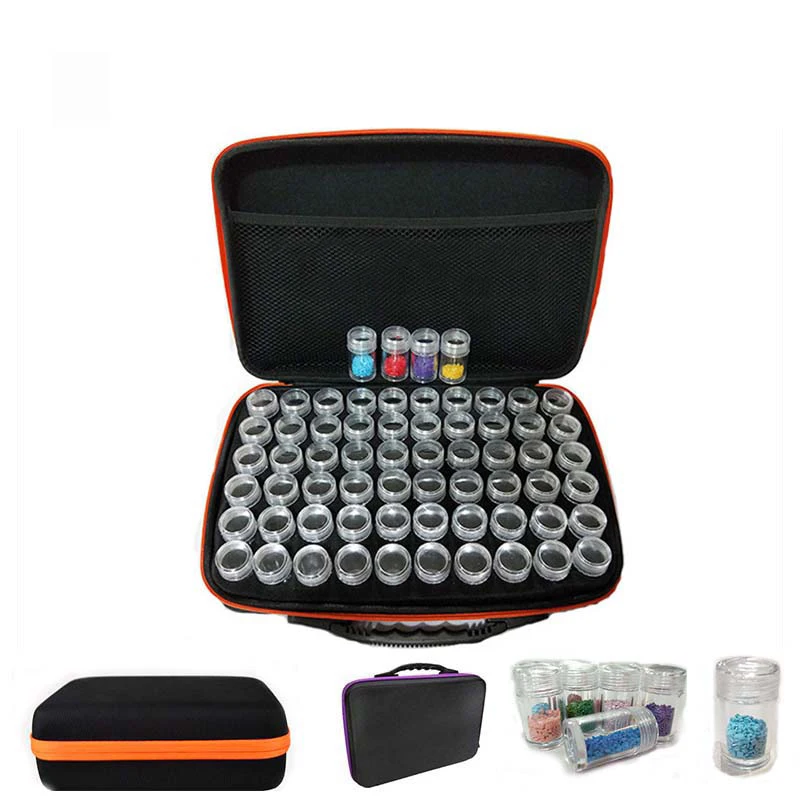 

60 Bottles Diamond Painting Box Container Storage Full Square Carry Case Holder Storage Hand Bag Zipper Design Shockproof GT