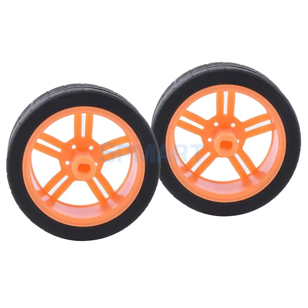 2pcs Rubber Tire TT Motor Car Wheel Smart Car Wheel for Robot Car RC Model Car Kids DIY Toy Car accessories