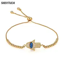 ShinyGem Druzy Fatima ручной Шарм браслеты Золотое покрытие ручной Шарм проложить красочный кристалл сглаза таинственные браслеты для женщин