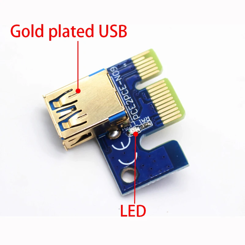 009S PCIE RISER 6PIN 16X for BTC mining with LED USB Gold Port-6 (7)