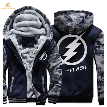 

HAMPSON LANQE Superman The Flash Zipper Hoodies Mens 2019 Winter Jackets Men Warm Fashion Sweatshirts Men Plus Size Men's Coat