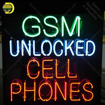 Neon Sign Gsm Unlocked Cell Phone Neon Sign Real Glass Tube Beer Neon Bulb Signboard lighted Decor Room Home neon light for sale