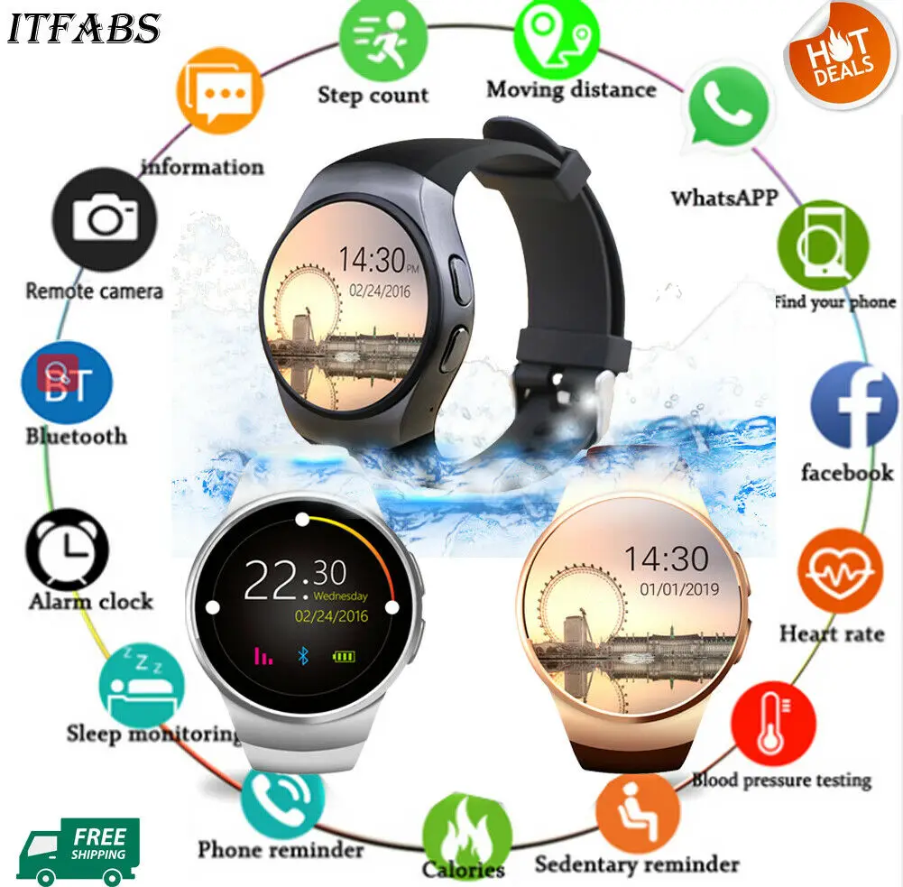 

KW18 Waterproof Smart Bracelet Bluetooth Smartwatch Remote Camera GSM Call Dial Support MIC TF Card