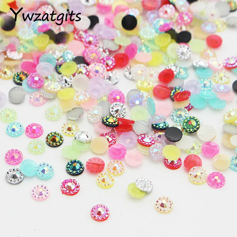 Ywzatgits 4 мм блеск Подсолнечника Смола дрель Flatback Бусины DIY одежды Сумки украшения