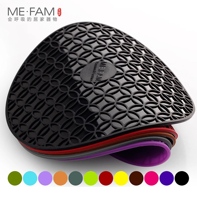

ME.FAM 1 Pieces 16cm Round Reunion Silicone Mat Non-slip Heat Insulation Placemat Bowl Plate Pads For Kitchen Restaurant Office