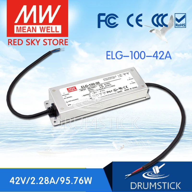 

MEAN WELL ELG-100-42A 42V 2.28A meanwell ELG-100 42V 95.76W Single Output LED Driver Power Supply A type