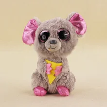 15cm Ty Beanie Boos Big Eyes Cream Mouse Stuffed Animal Plush Doll for Children