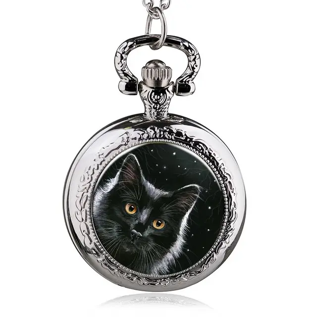 2017 New Fashion Cat Quartz pocket watches lovely Pendant necklace Women Girl Gi 2017 New Fashion Cat Quartz pocket watches lovely Pendant necklace Women Girl Gi