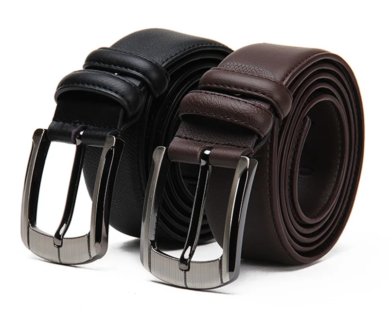 

High Quality Luxury Brand Leather Lines Real Cowskin Belt Pin Buckle Business Men Trouser Strap Cinturones Hombre Cinto