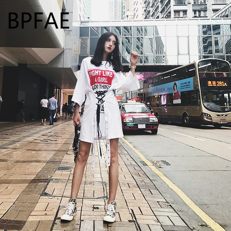 2018 BPFAE летние женские японские Harajuku короткий рукав с буквенным принтом на