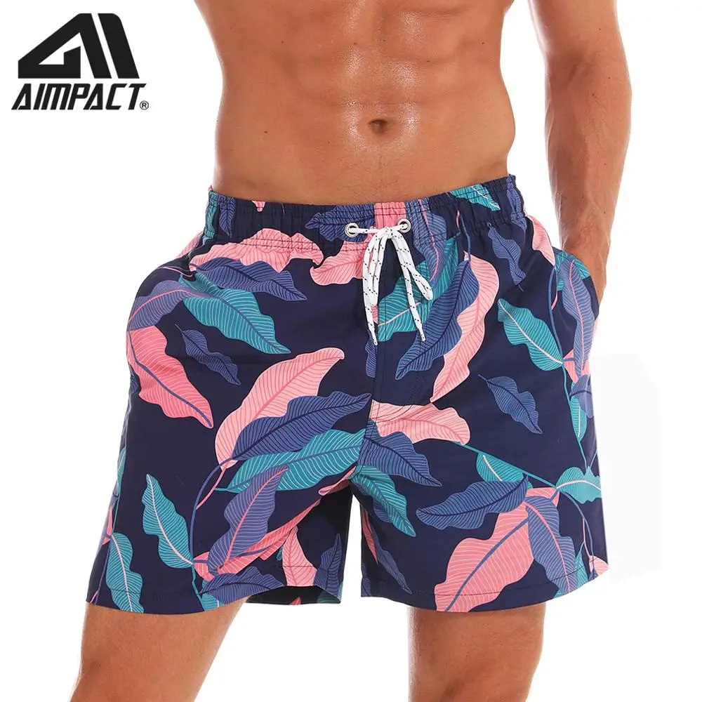 AIMPACT Mens Swim Trunks 3D Print Colrful Leaves Quick Dry Swimsuits