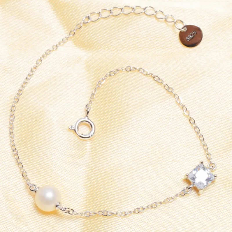 ASHIQI пресноводные жемчужные браслеты для женщин 925 Стерлинговое Серебро Браслеты с подвесками и браслеты жемчужные ювелирные изделия подарок