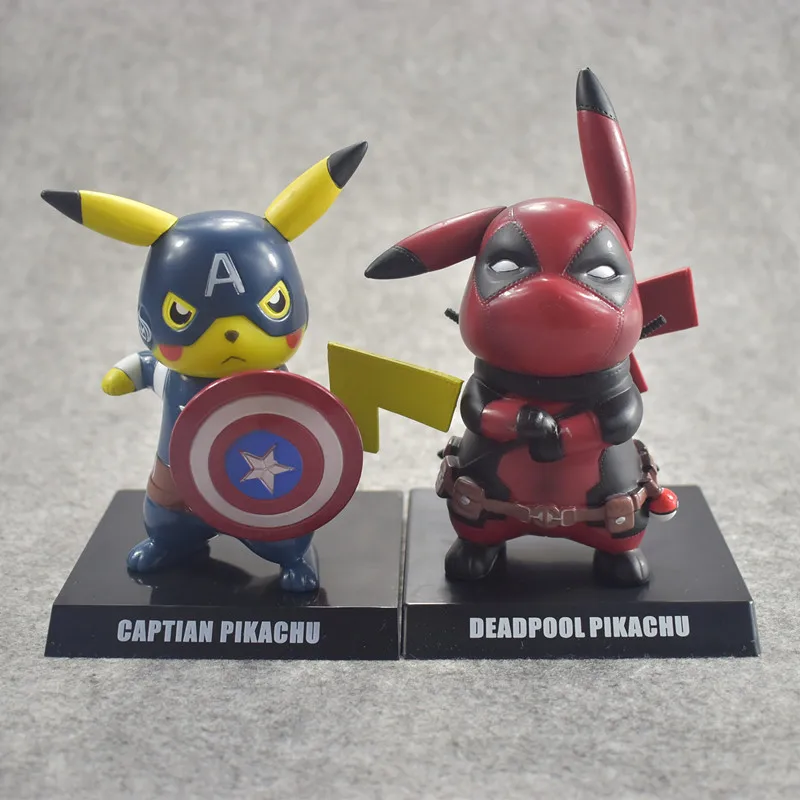 

15cm Pikachu Action figure Funny Cosplay X-men Marvel Deadpool PVC model toys for Animation collection and kids gift