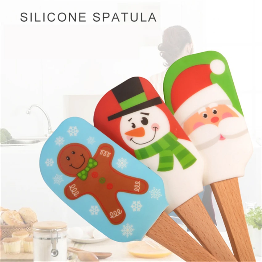 

Christmas Style Baking scraper cake baking Tool food grade Spatula butter Spoon cooking silicone spatula bakery tools