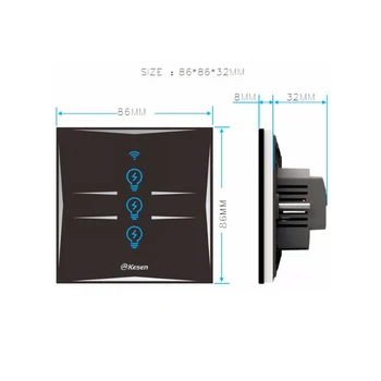 

TOBAGO Wifi Touch Switch Inteligente Interruptor de parede,EUR Standard,220V,Crystal Tempered Glass Panel for LED bulbs lamps