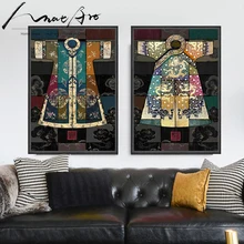 Китайская классическая культура и искусство халаты античный коллаж холст стены Искусство украшение дома гостиная duvar таблолярная картина