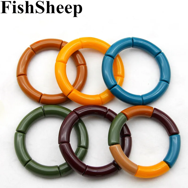Браслет FishSheep 2020 акриловые бусины браслеты богемные эластичные изогнутые