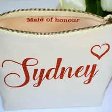 Изготовленный На Заказ Блестящий медный свадебный макияж для невесты Макияж Косметика косметички подарок на день рождения сумки Туалетная принадлежность на молнии мешки