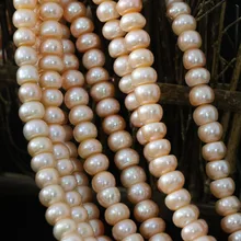 Fashion natural cultured freshwater pearl orange abacus loose beads 9-10mm beauty gift diy High grade jewelry 15inch B1388
