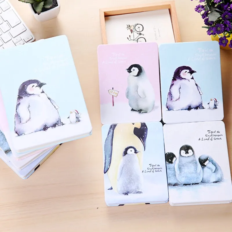 

2017 Kawaii notebook Cute penguin blank color pages Notepad Thick beautiful diary planner a5 a6 filofax agenda Graffiti notebook