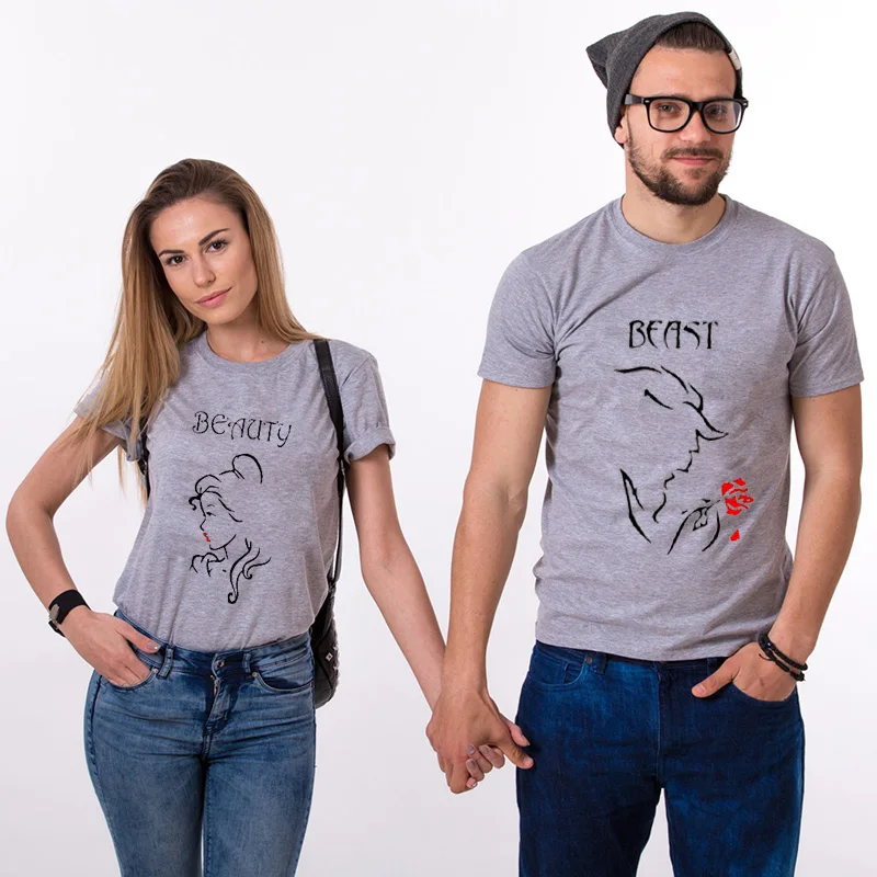 EnjoytheSpirit модная парная подходящая футболка зверь Мужская Роза Красота женская футболка "Влюбленные" унисекс Топ Футболка мягкий хлопок Мода