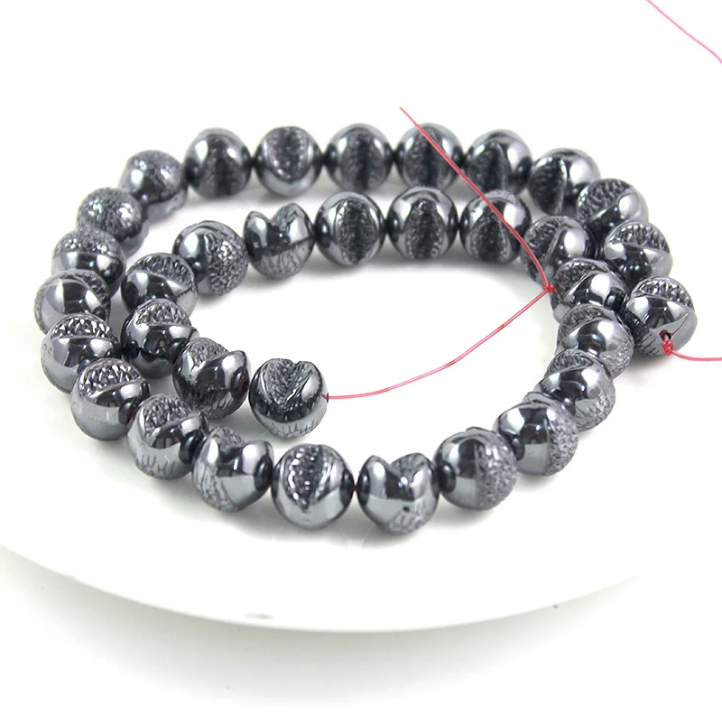 

10pcs/lot Hematite Round Shape Open Evil Mouth Loose Beads 12MM for Making Jewelry DIY Bracelet and Necklace HLB1028