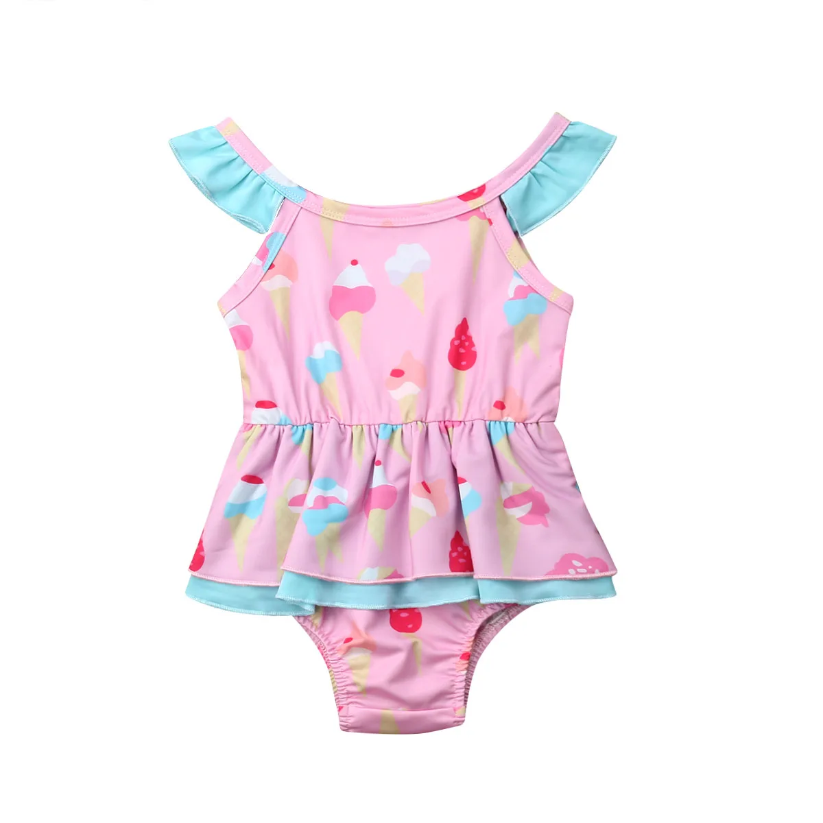 

Cute Kids Baby Girl Ice Cream Ruffled Swimwear Sunsuit One Piece Swimsuit Toddler Infant Girl Summer Beach Bathing Suit