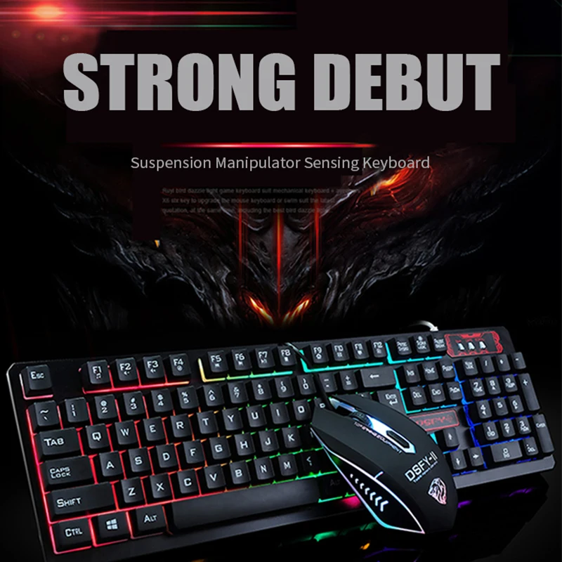 2017 New Wired Gaming Keyboard Mouse 12 Hot Keys 3 Backlit Backlight