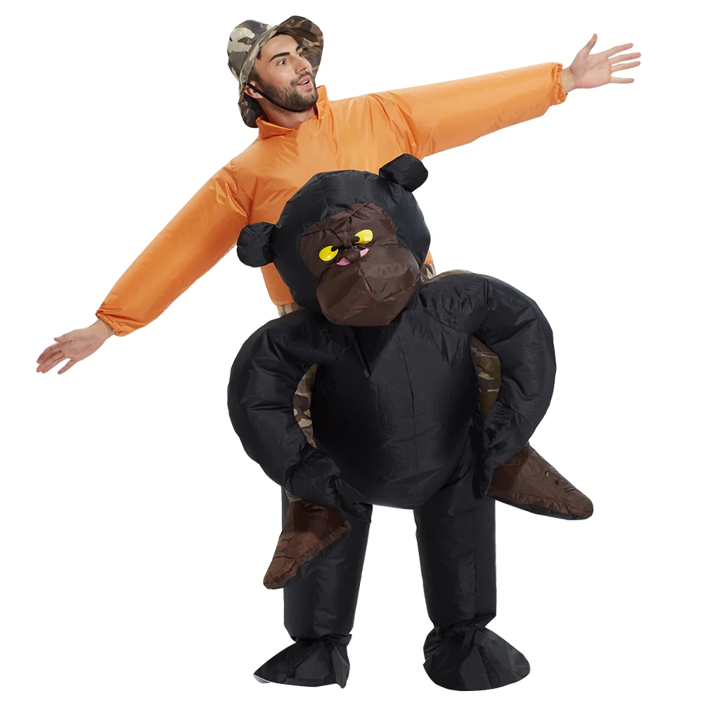 Halloween Gorilla Suit Cosplay Party Inflatable Gorilla For Man Dark Illusion Fancy Dress Riding