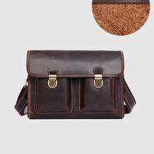 CARANFIER Женские портфели из натуральной воловьей кожи винтажные сумки на плечо выходные с клапаном карман однотонный деловой сумки-мессенджеры