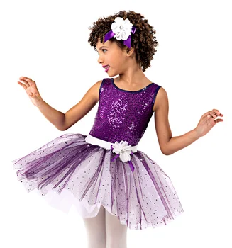 

Children's Ballet Costume Purple Beaded Sprinkling Skirt Tutu Cute Stage Dress