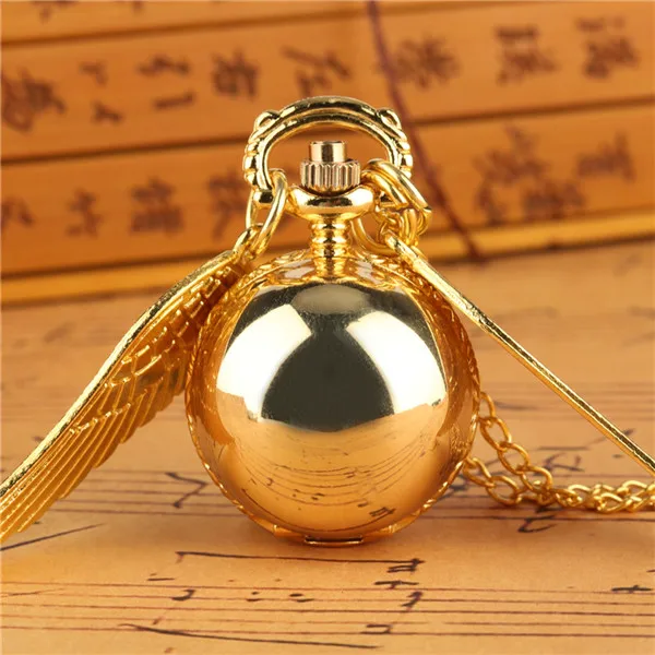 Бронзовое ожерелье карманные часы Прекрасный снитч шар кулон с крыльями ожерелье цепь часы Подарки для детей мальчик девочка reloj de bolsill - Цвет: gold ball 1