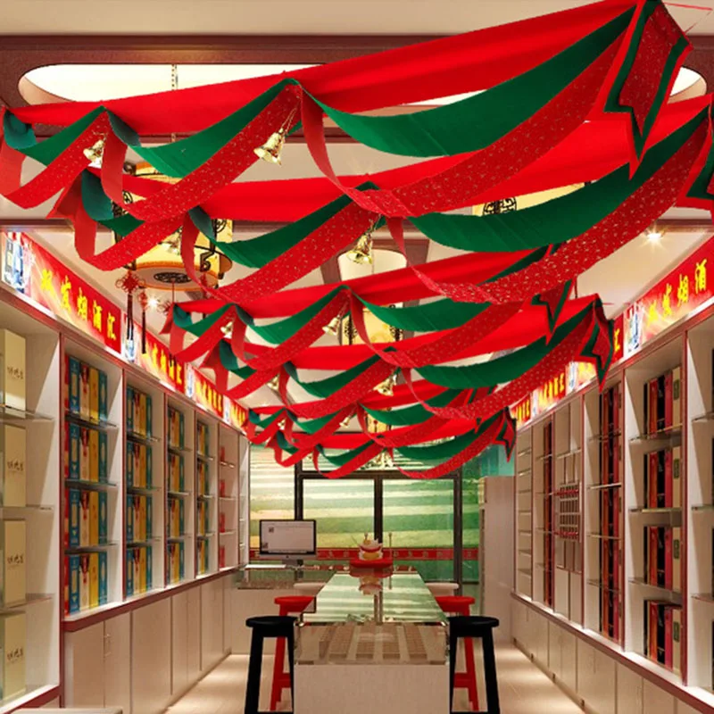 Christmas Decor Banner Three-layer Wave Pull Flag New Year Party Decor Santa Parachute Drop Flags Christmas Pendant Ornaments5
